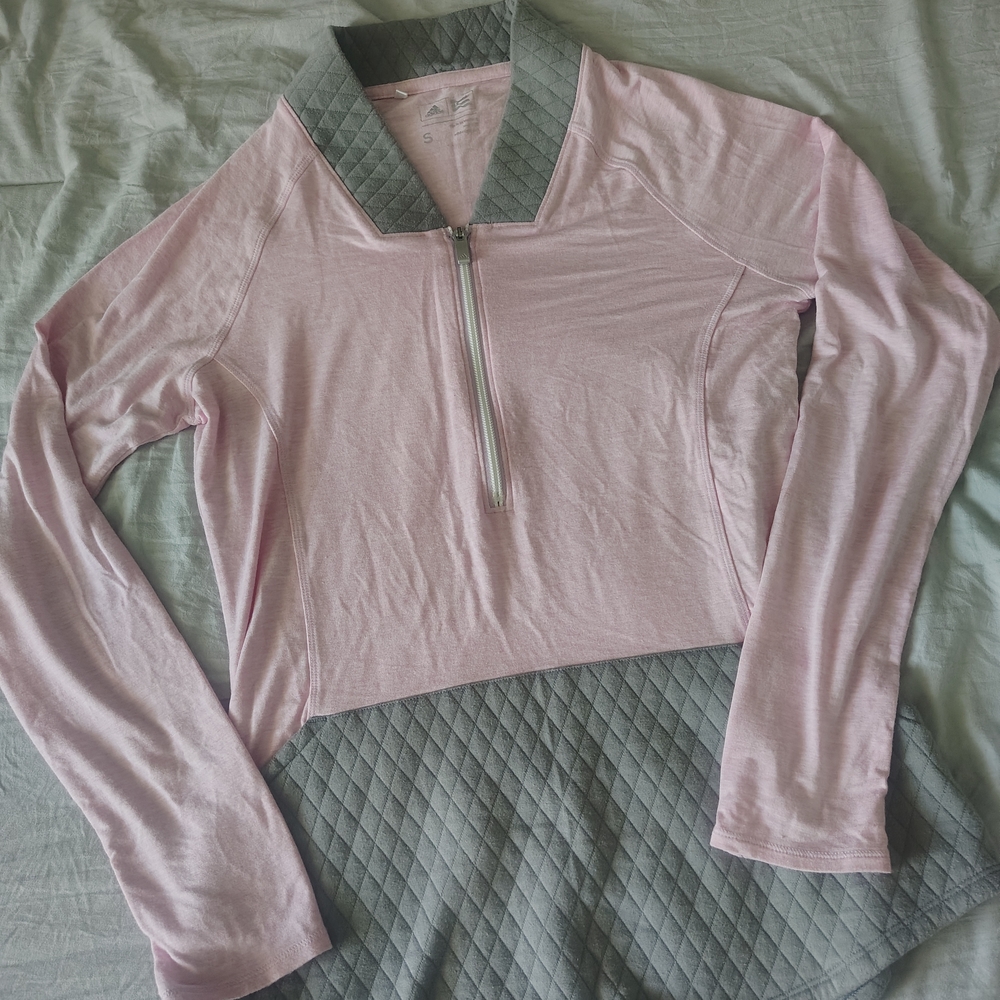 Adidas Pink and Gray Quilted Sweatshirt